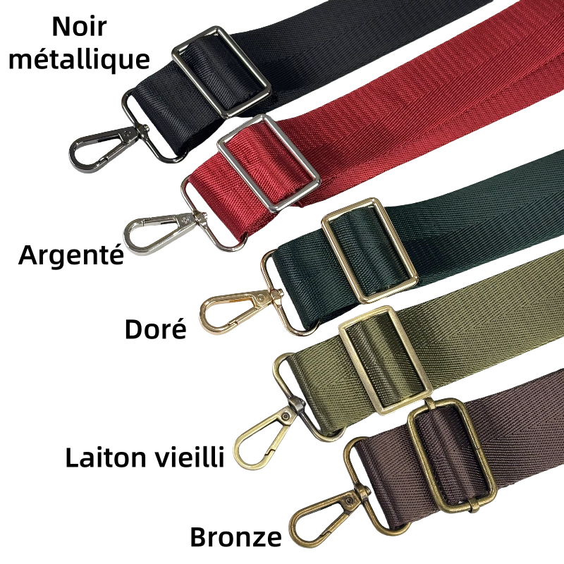 Bandoulière réglable pour sac - à chevrons de couleur unie- 38mm