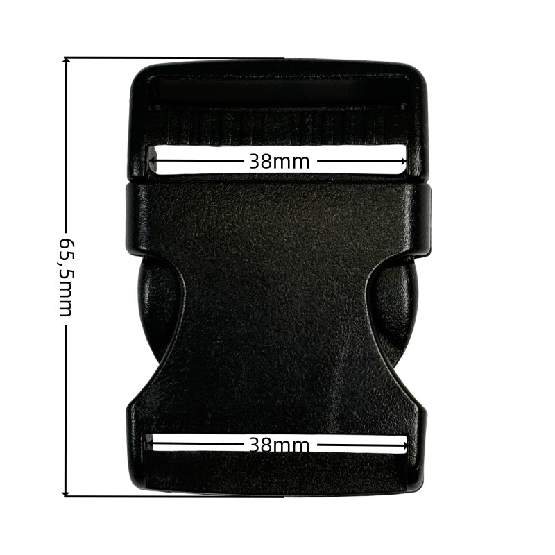 Boucle clip en plastique noir - 38mm