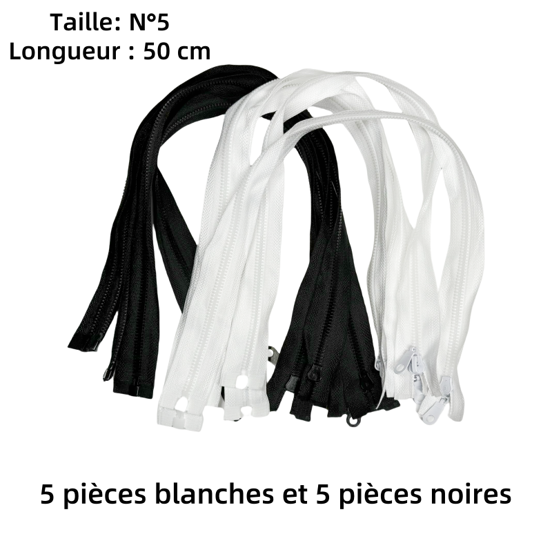 Fermetures éclair en résine Séparable zip - N°5 - 50cm