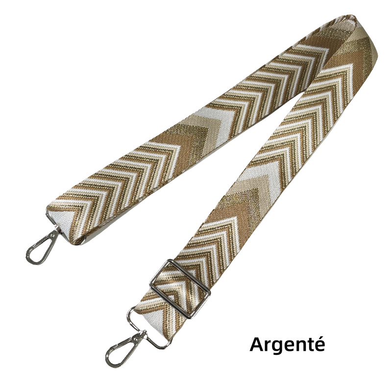 Bandoulière réglable pour sac - jacquard à motif de flèches - 38mm