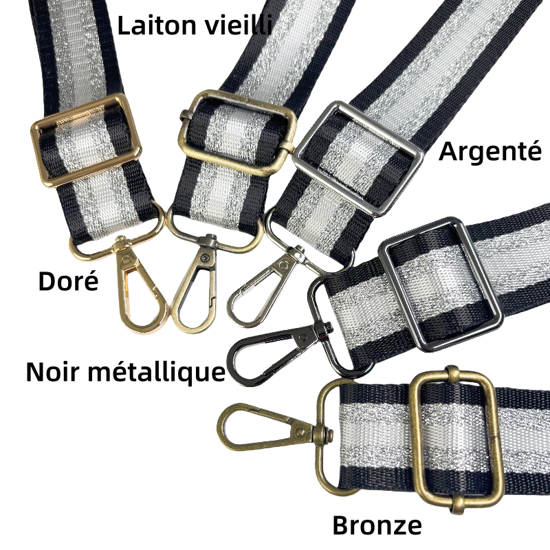 Bandoulière Réglable pour sac - Rayée Brillante - 32mm