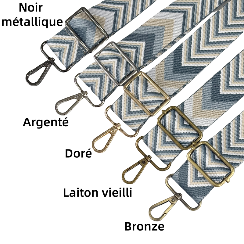 Bandoulière réglable pour sac - jacquard à motif de flèches - 38mm