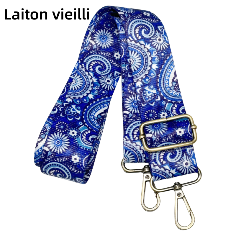 Bandoulières à motifs réglable pour sac - Bleu blanc et marine - 38mm