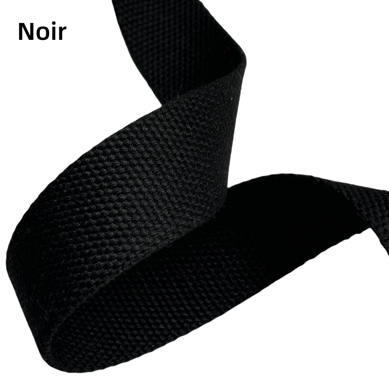Bandoulière réglable pour sac - en coton polyester de couleur unie - 25mm