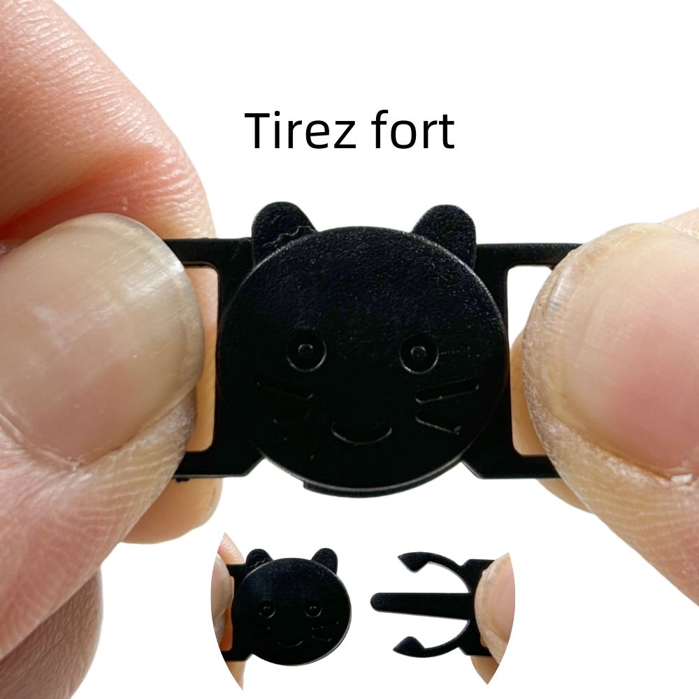 Boucle clip avec motif chat en plastique noir - 10mm