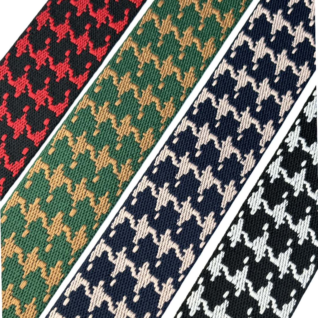 Sangle jacquard double fac pied de poule - Épaisseur 1,8mm - 38mm