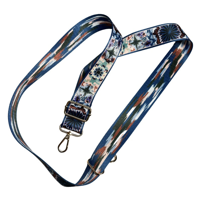 Bandoulière à motifs réglable pour sac - Fleur Marine - 38mm