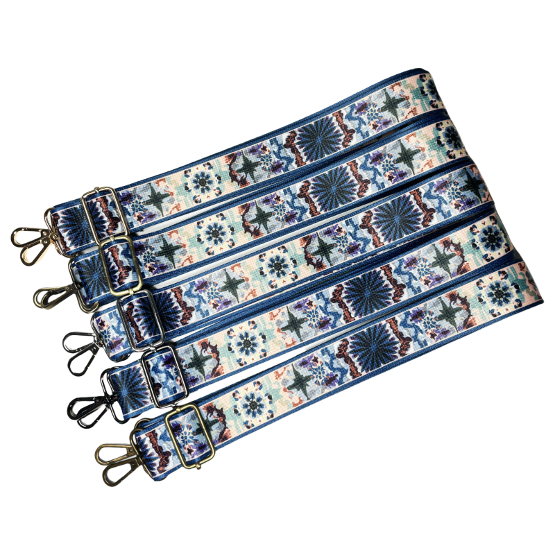 Bandoulière à motifs réglable pour sac - Fleur Marine - 38mm