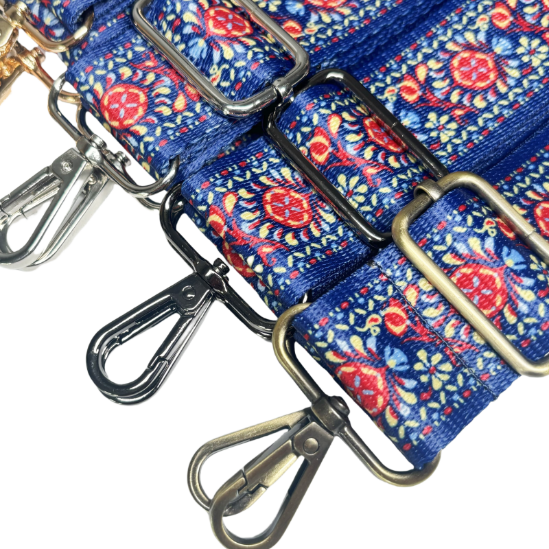 Bandoulière à motifs réglable pour sac - Marine et Rouge - 38mm