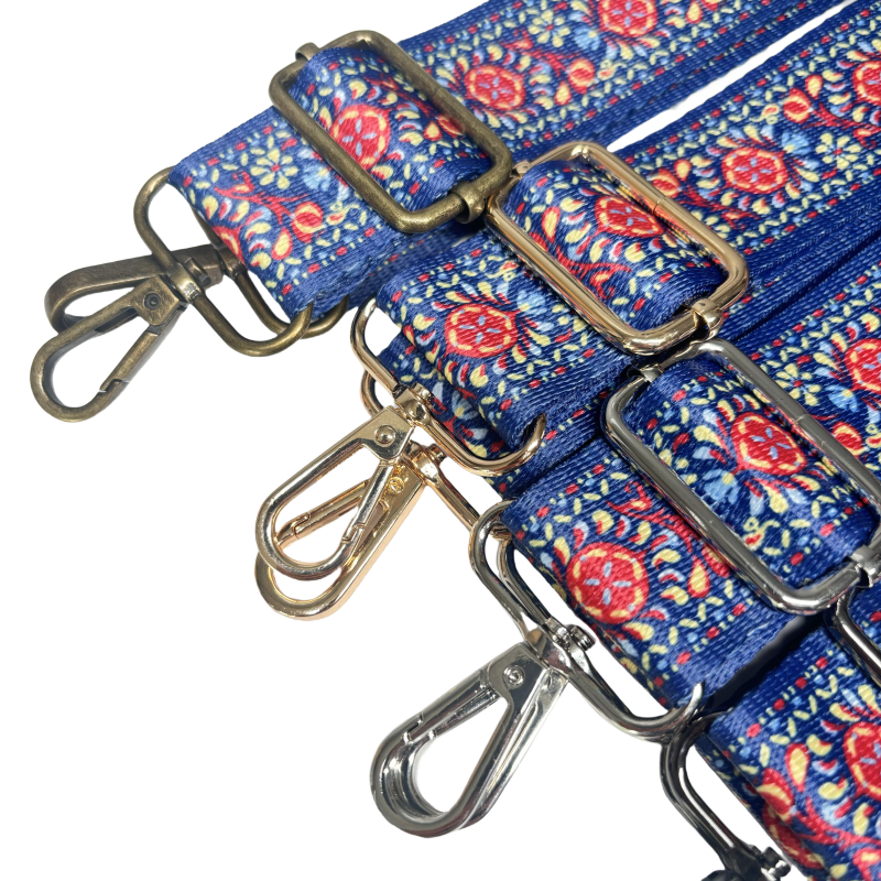 Bandoulière à motifs réglable pour sac - Marine et Rouge - 38mm