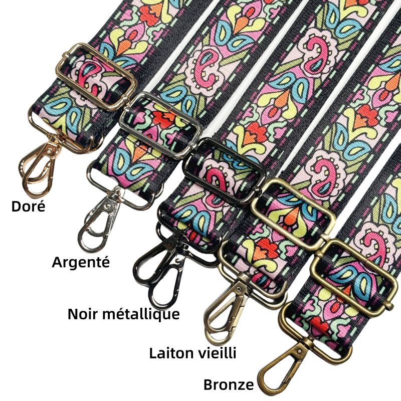 Bandoulière à motifs réglable pour sac - Multicolore - 38mm