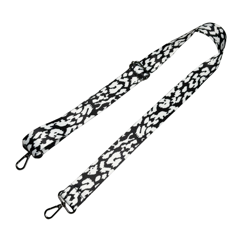 Bandoulière à motifs réglable pour sac - Imprimé léopard noir et blanc - 38mm