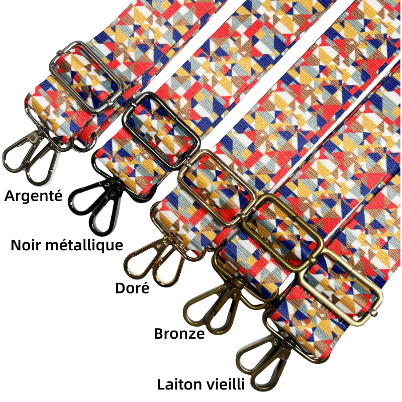 Bandoulière à motifs réglable pour sac - motif géométrique - 38mm