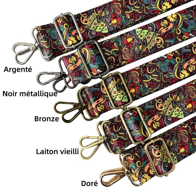 Bandoulière à motifs réglable pour sac - Multicolore - 38mm