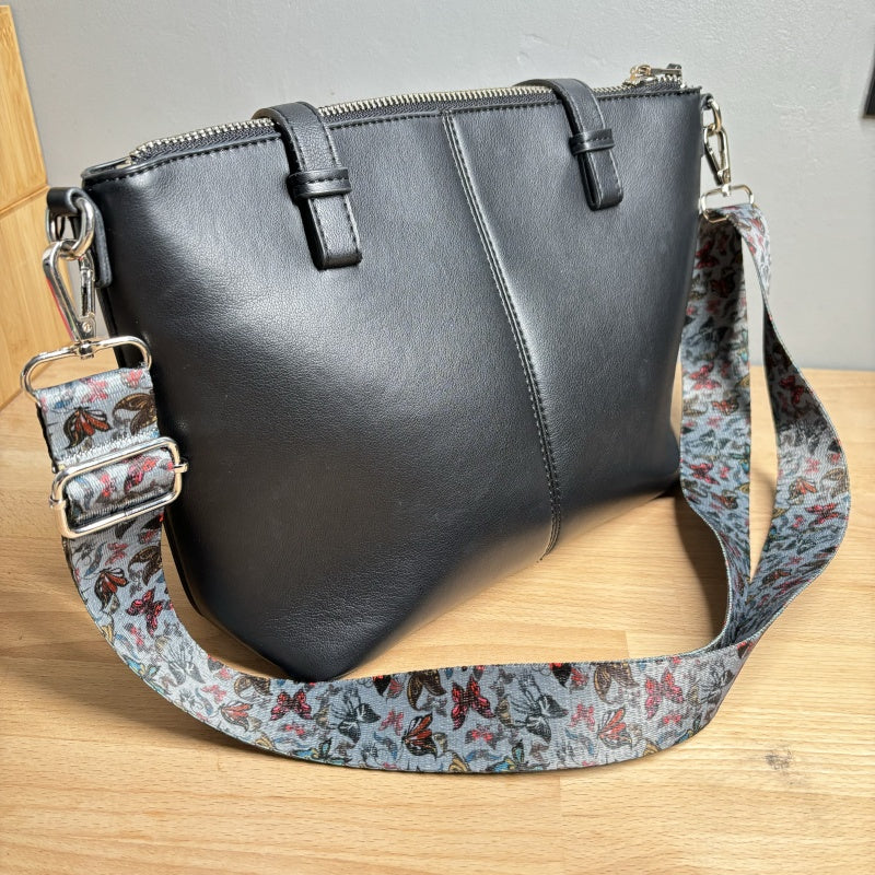 Bandoulière à motifs réglable pour sac - Papillons - Gris - 38mm