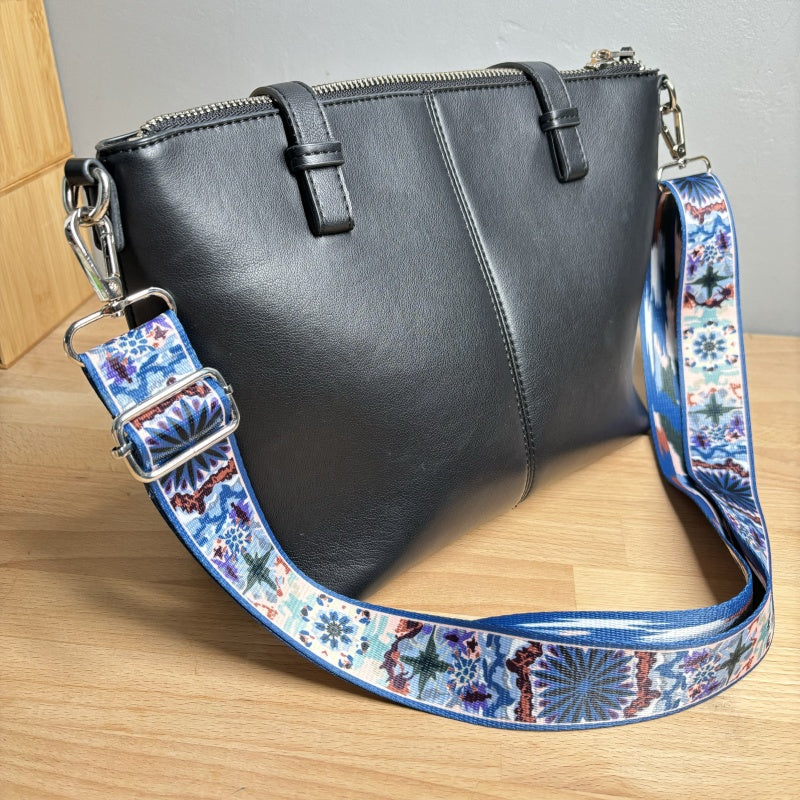 Bandoulière à motifs réglable pour sac - Fleur Marine - 38mm