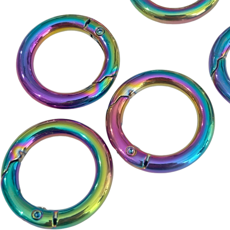 Boucle Mousqueton Rond à Ressort en Alliage de Zinc  - Iridescent - 19mm