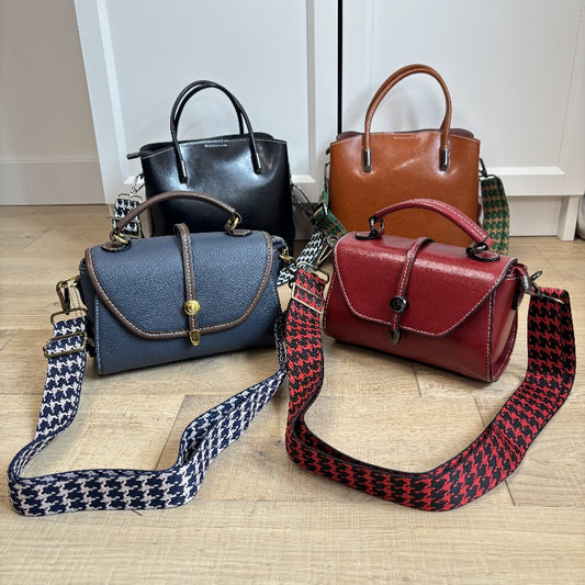Bandoulière réglable pour sac - jacquard double fac pied de poule - 38mm
