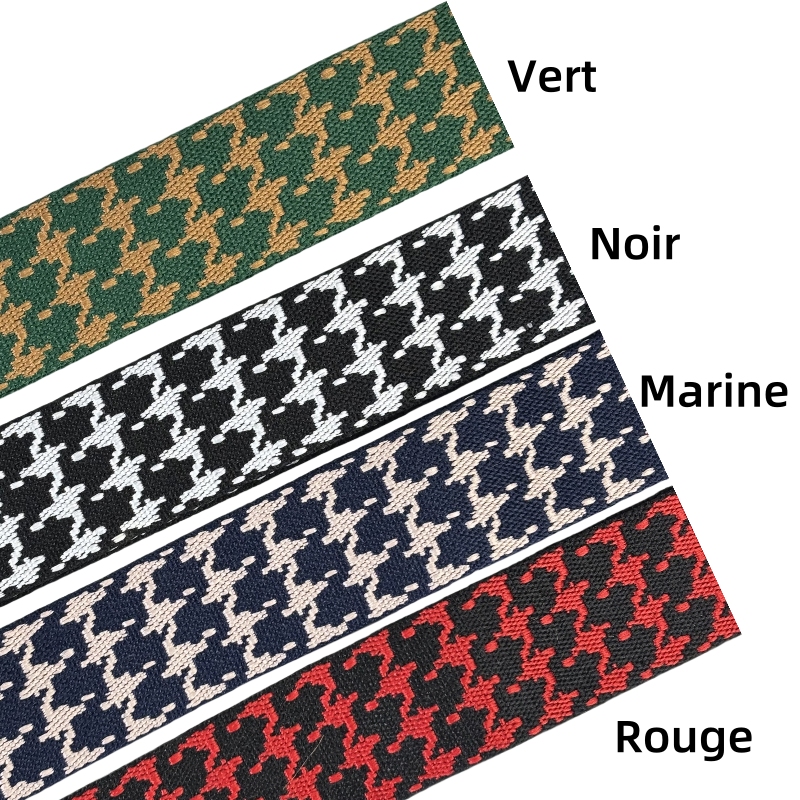 Bandoulière réglable pour sac - jacquard double fac pied de poule - 38mm