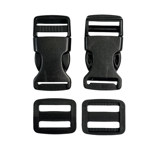 Set de Boucle clip et boucles d'échelle en plastique noir - 20mm