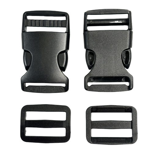 Set de Boucle clip et boucle d'échelle en plastique noir - 25mm