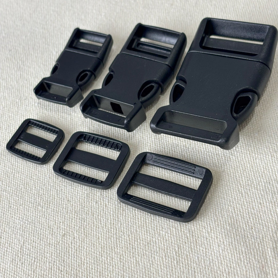 Set de Boucle clip et boucle d'échelle en plastique noir - 15mm / 20mm / 25mm