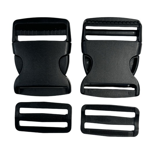 Lot de 10 sets de Boucles clip et boucles d'échelle en plastique noir - 50mm
