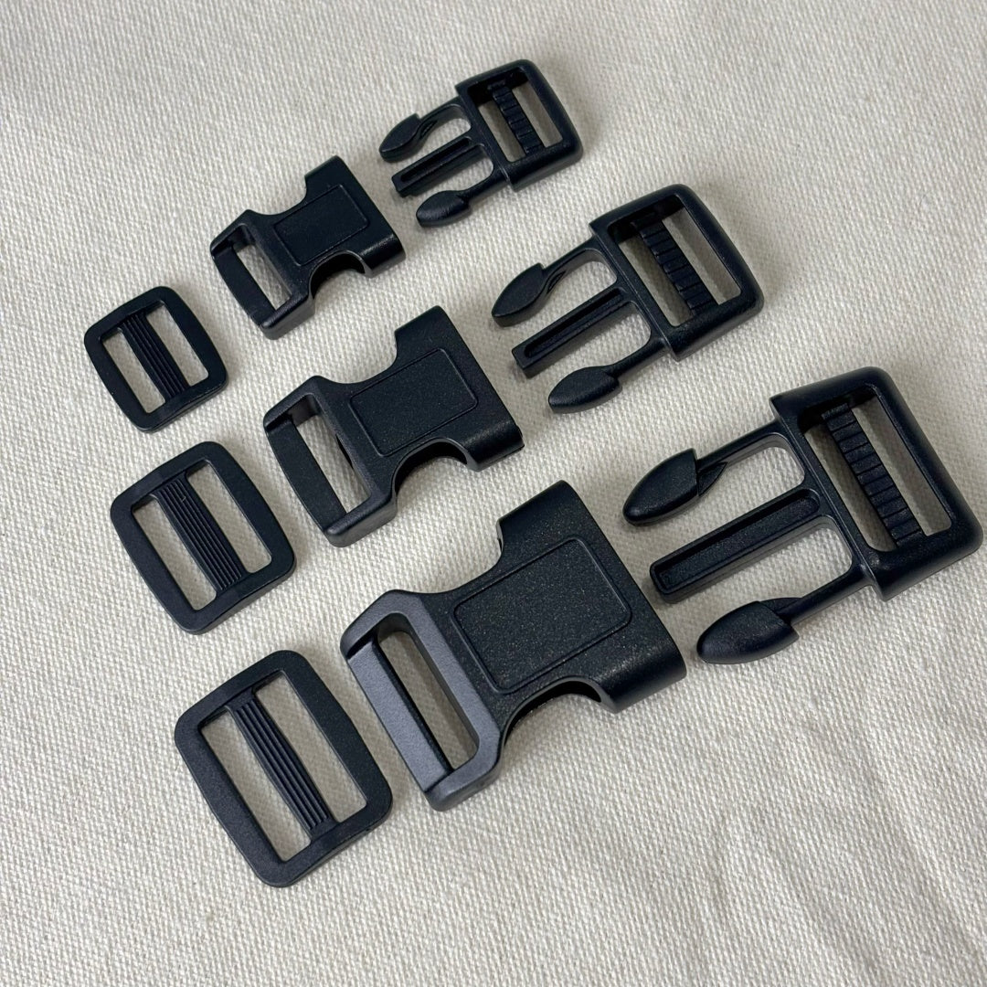 Set de Boucle clip et boucle d'échelle en plastique noir - 15mm / 20mm / 25mm