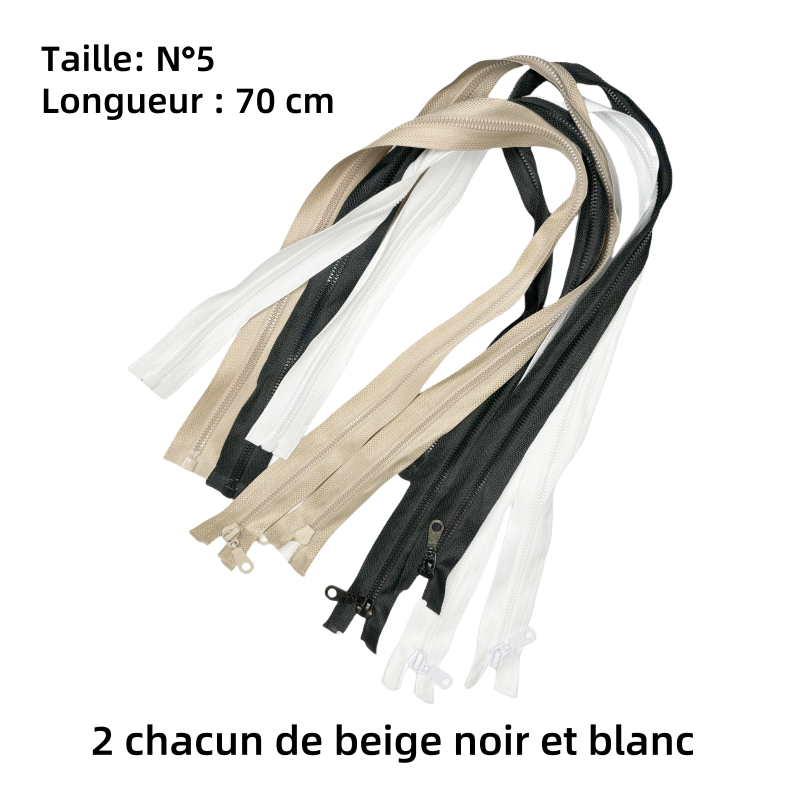 Fermeture éclair en résine Séparable zip - N°5 - 70cm