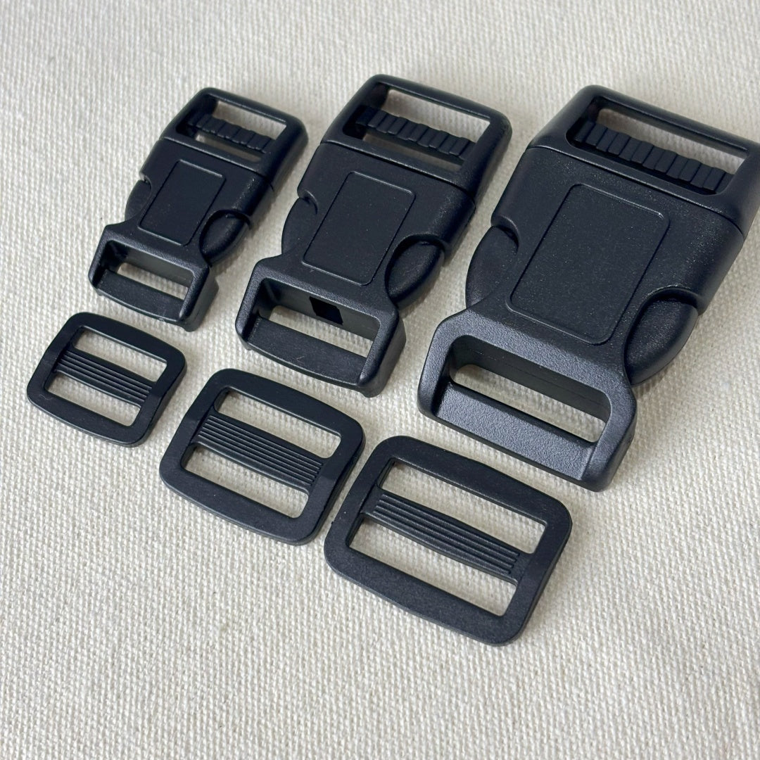 Set de Boucle clip et boucle d'échelle en plastique noir - 15mm / 20mm / 25mm