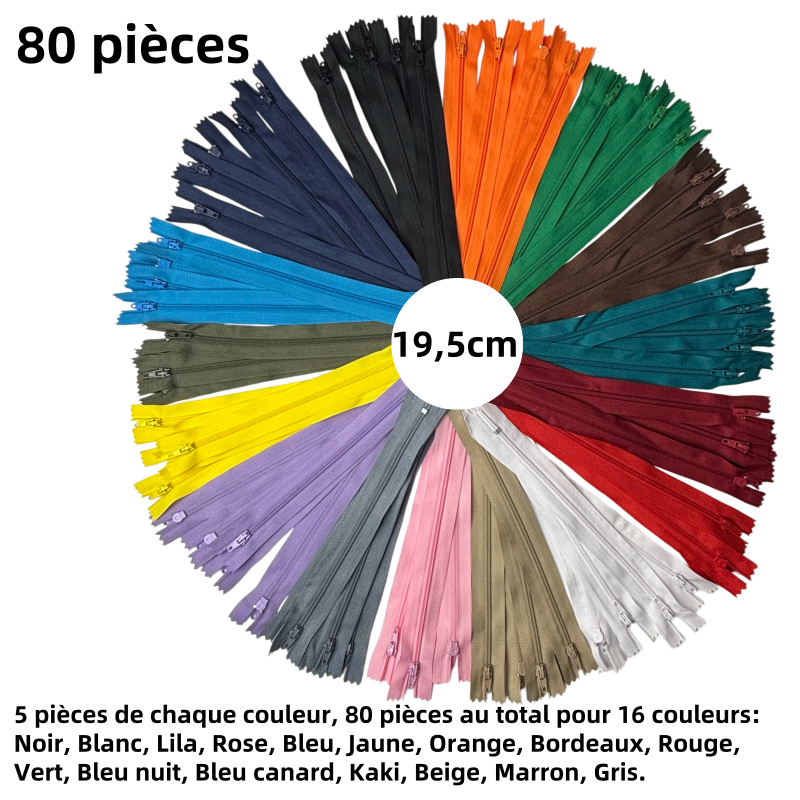 Fermetures éclair fermée colorée pour la couture - N°3 - 19,5cm