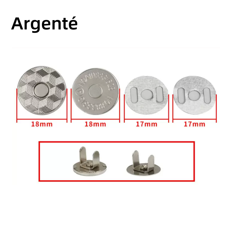 Set de bouton magnétique fermoir magnetique Métal - 18mm