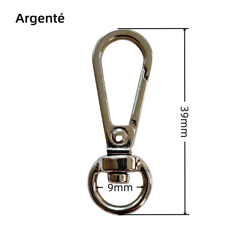 Mousqueton en métal - rond - 10mm