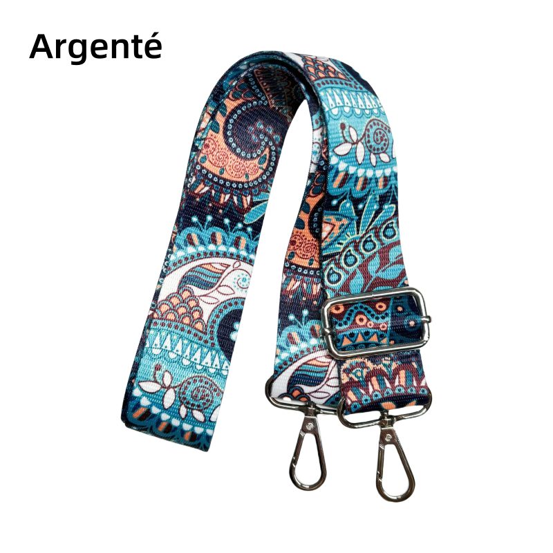 Bandoulière à motifs réglable pour sac - Turquoise - 38mm