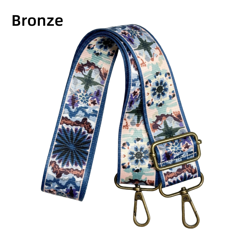 Bandoulière à motifs réglable pour sac - Fleur Marine - 38mm