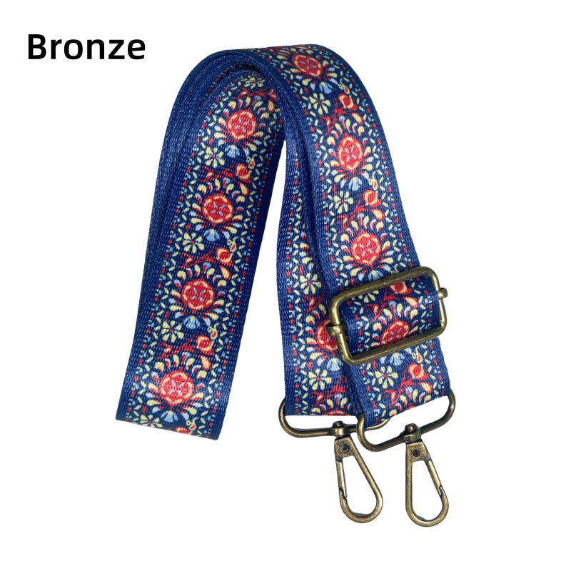 Bandoulière à motifs réglable pour sac - Marine et Rouge - 38mm