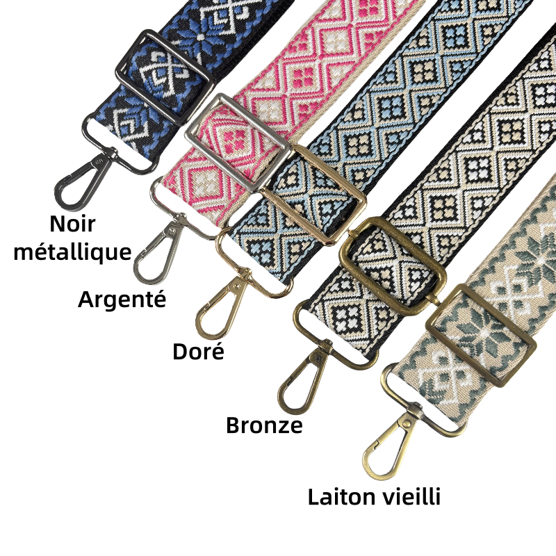 Bandoulière réglable pour sac - jacquard - 38mm