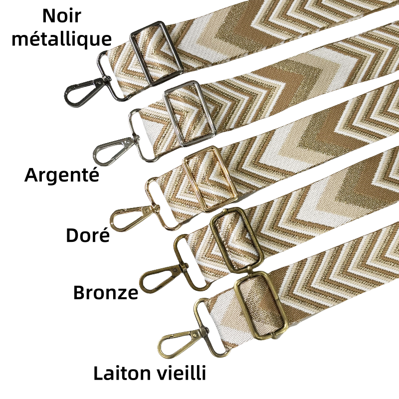 Bandoulière réglable pour sac - jacquard à motif de flèches - 38mm