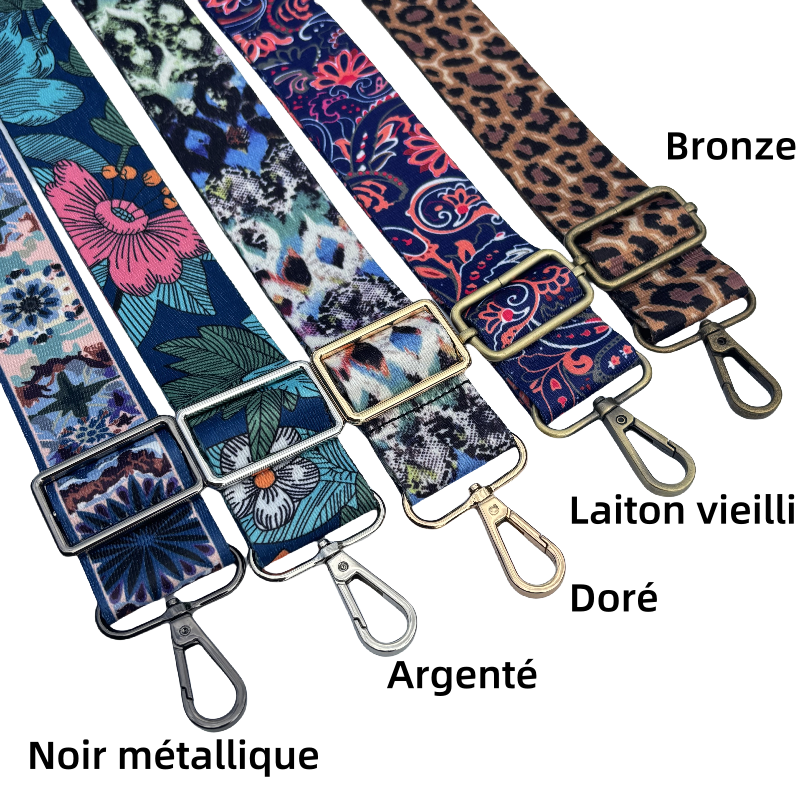 Bandoulière réglable pour sac - sangles à motifs - 38mm
