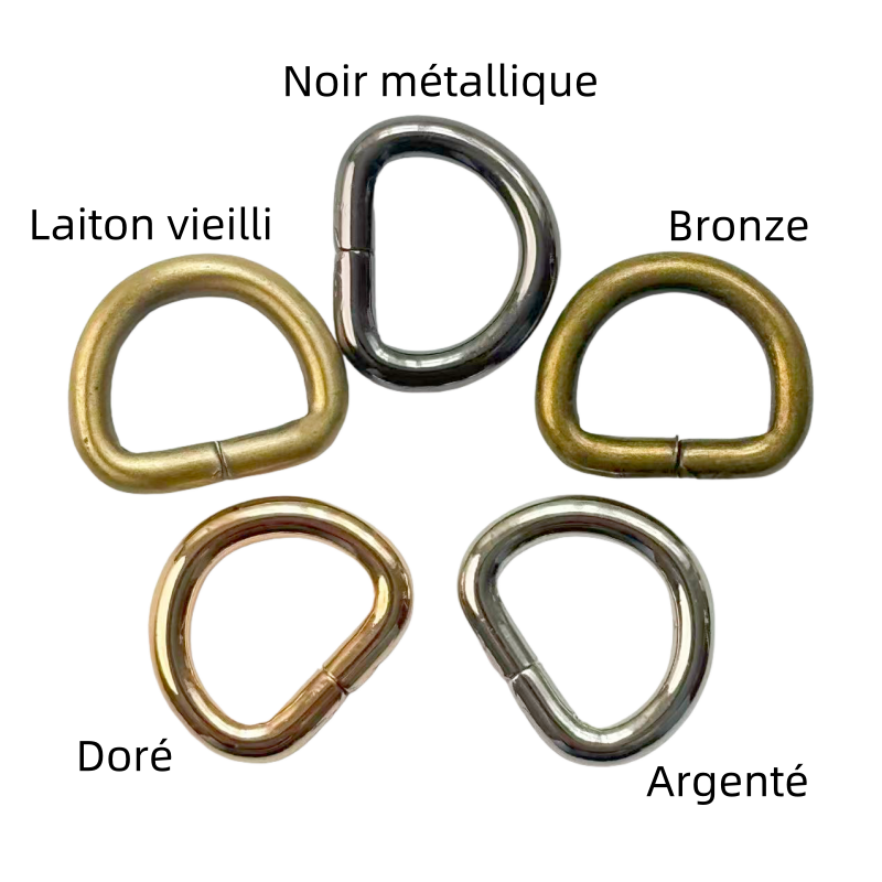Anneaux demi-lune en métal - 12mm