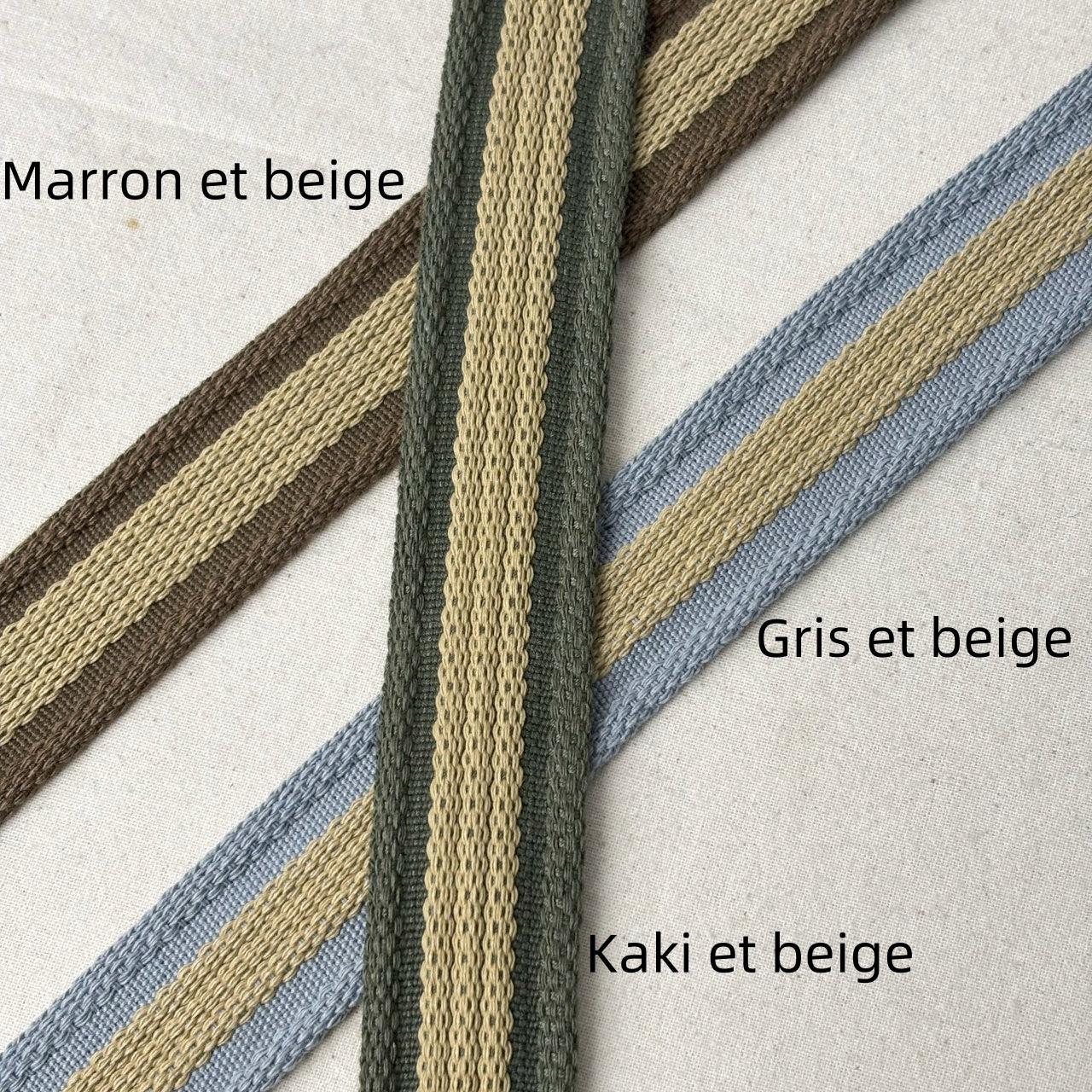 Sangles à rayures en coton polyester -Épaisseur 2,8mm - 32mm