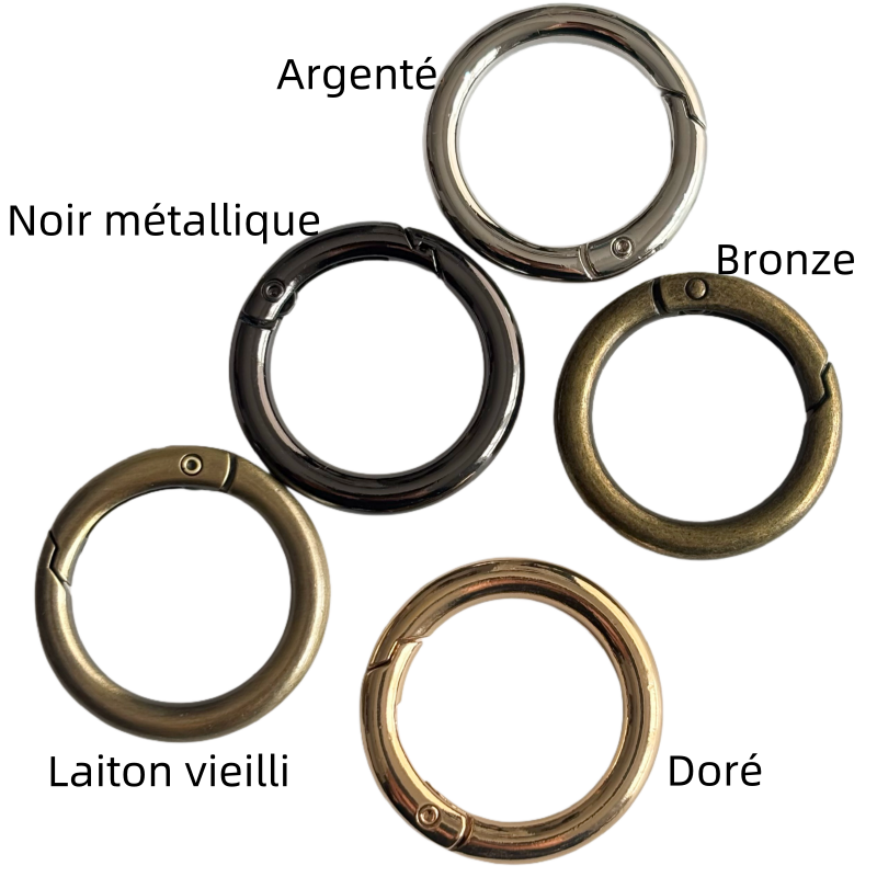 Boucles mousqueton Rond à Ressort en Alliage de Zinc - 25mm
