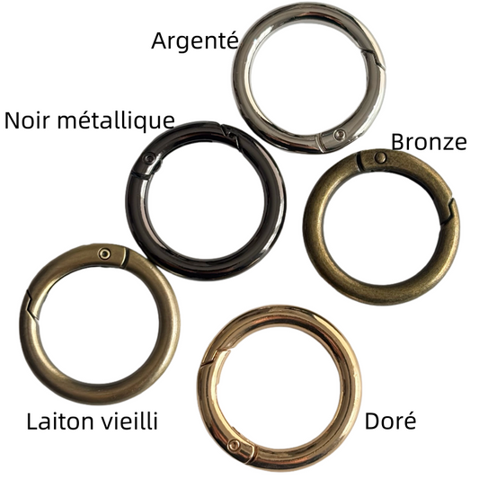 Boucle Mousqueton Rond à Ressort en Alliage de Zinc - 25mm