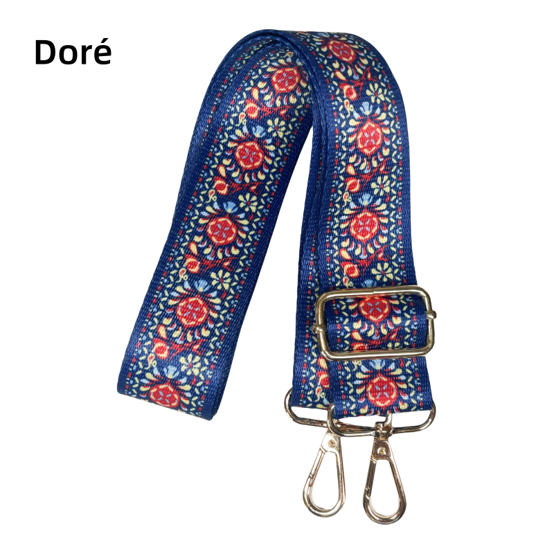 Bandoulière à motifs réglable pour sac - Marine et Rouge - 38mm