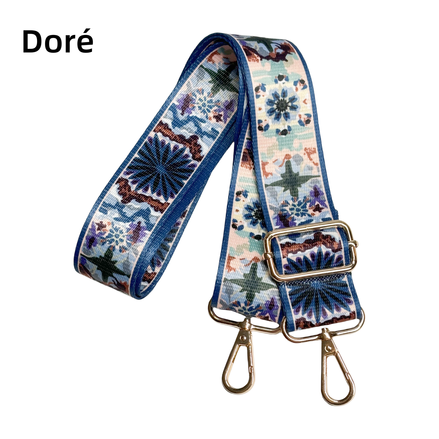 Bandoulière à motifs réglable pour sac - Fleur Marine - 38mm