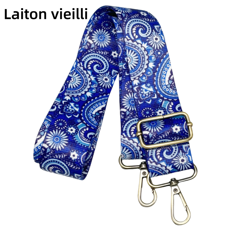 Bandoulière à motifs réglable pour sac - Bleu blanc et marine - 38mm