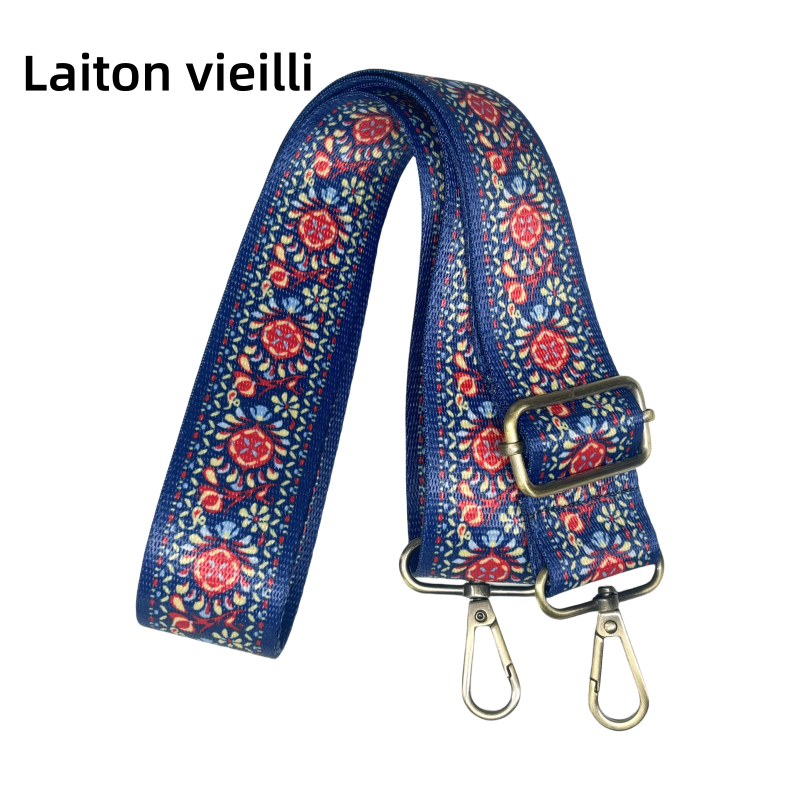 Bandoulière à motifs réglable pour sac - Marine et Rouge - 38mm