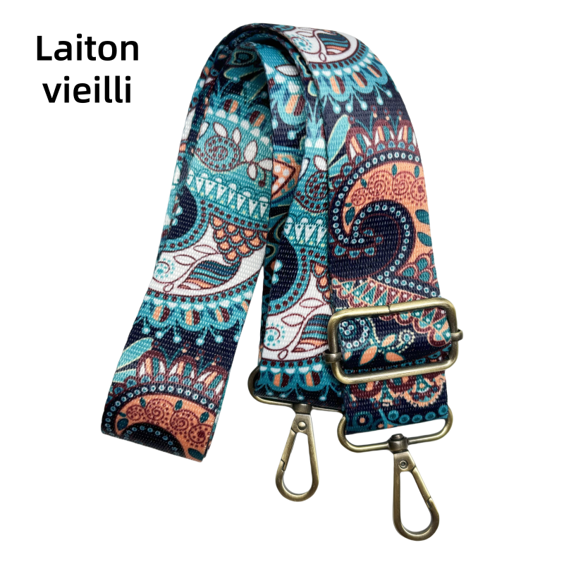 Bandoulière à motifs réglable pour sac - Turquoise - 38mm