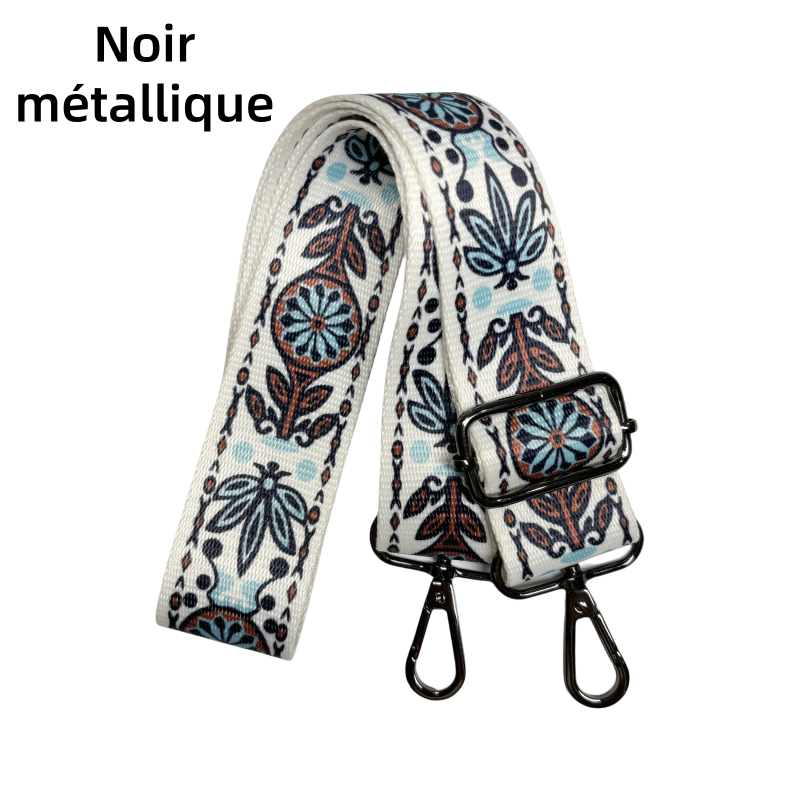 Bandoulière à motifs réglable pour sac - Fleurs - 38mm