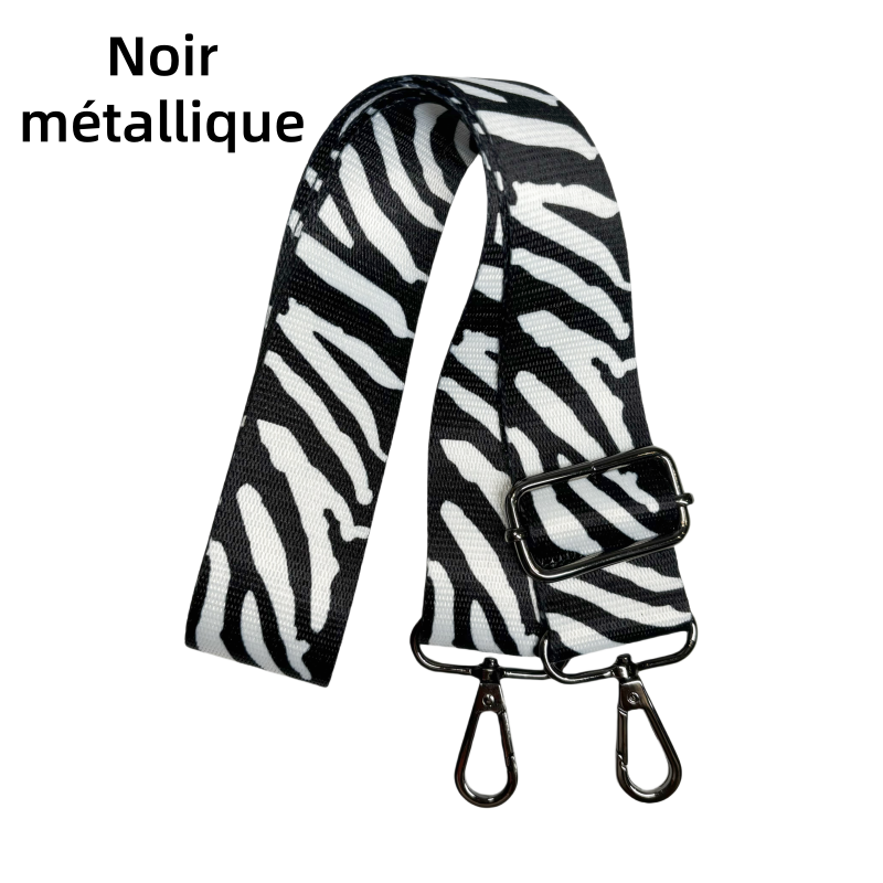 Bandoulière à motifs réglable pour sac -  imprimé zèbre  - 38mm